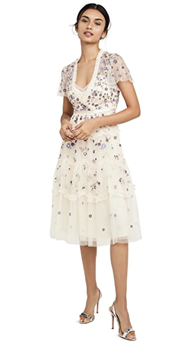 Shop Needle & Thread Prarie Flora Dress In Champagne
