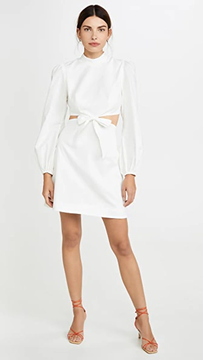 Shop Zimmermann Zinnia Bow Cutout Short Dress In Ivory