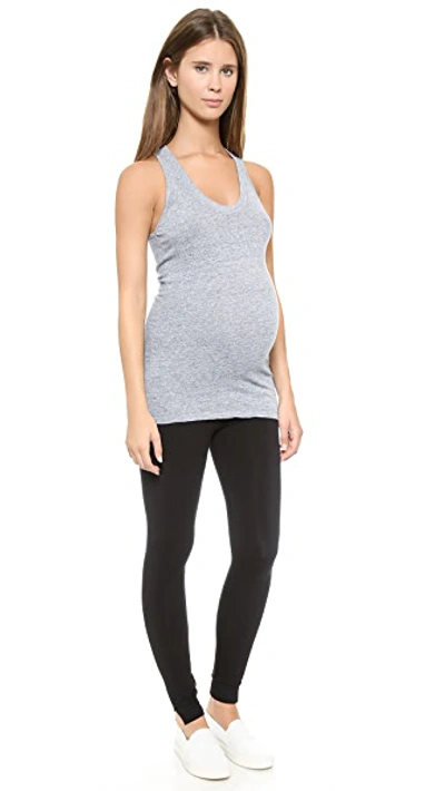 Shop Monrow Maternity Yoga Leggings In Black