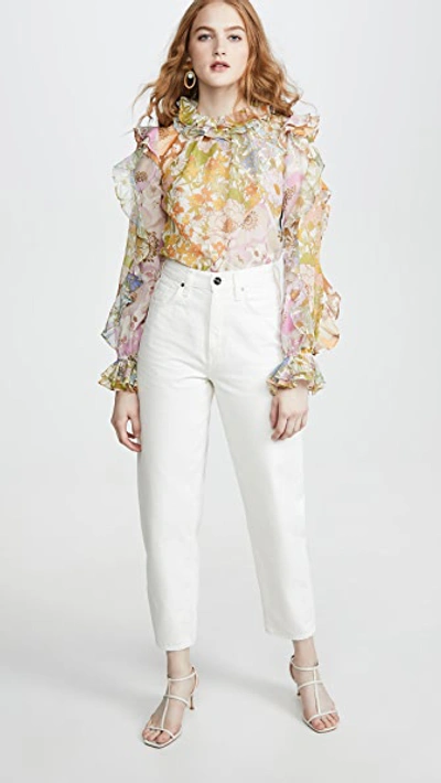 Shop Zimmermann Super Eight Ruffle Shirt In Mixed Floral