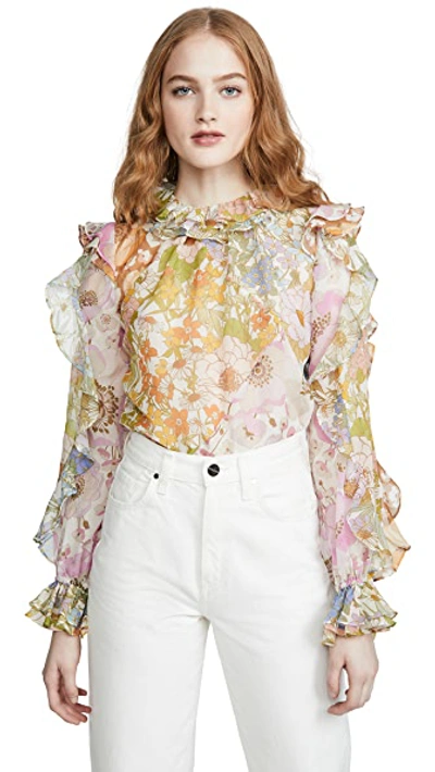 Shop Zimmermann Super Eight Ruffle Shirt In Mixed Floral