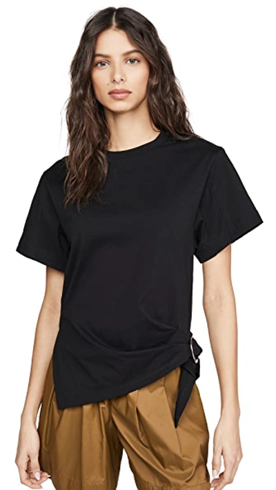 Shop 3.1 Phillip Lim / フィリップ リム Short Sleeve T-shirt With Gathered Ring In Black