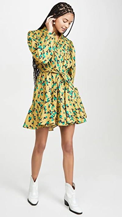 Shop Rachel Antonoff Drew Romantic Mini Dress In Mustard Tulip