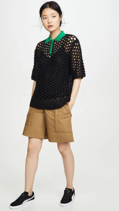 Shop 3.1 Phillip Lim / フィリップ リム Short Sleeve Chunky Knit Polo In Black/green