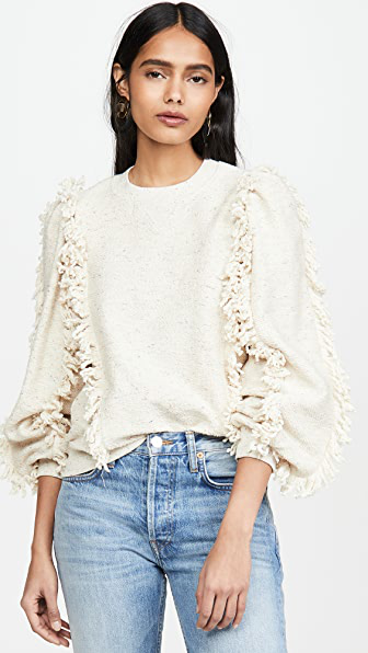 fringe sleeve sweatshirt