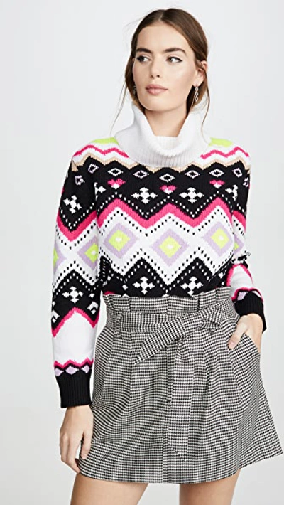 Shop Alice And Olivia Emett Relaxed Fairisle Tunic In Multi