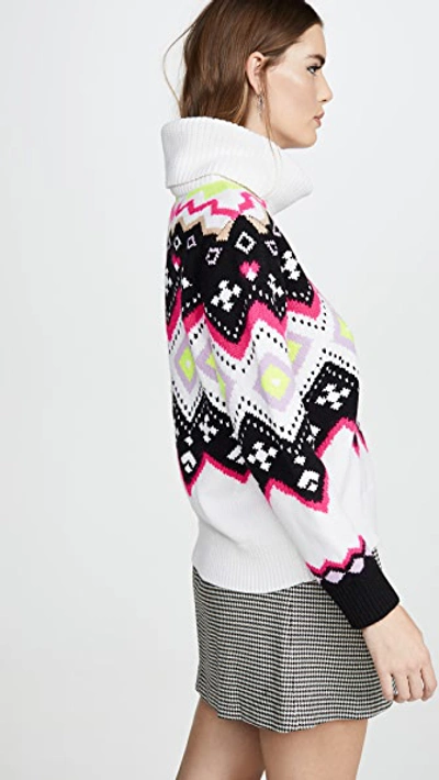 Shop Alice And Olivia Emett Relaxed Fairisle Tunic In Multi