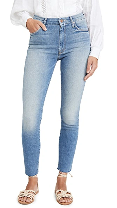 Shop Mother High Waisted Looker Ankle Fray Jeans In Shoot To Thrill