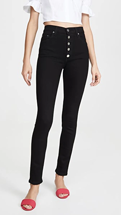 Shop Reformation Cory High Waisted Skinny Jeans In Black