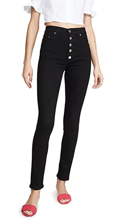 Shop Reformation Cory High Waisted Skinny Jeans In Black