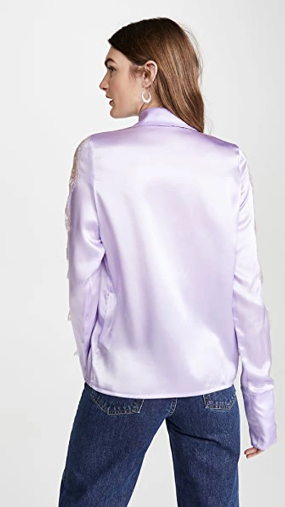 Shop Anais Jourden Lilac Silk Satin Shirt