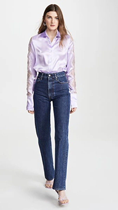 Lilac Silk Satin Shirt