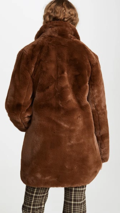 Shop Apparis Sophie Faux Fur Coat In Chocolat