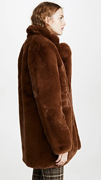 Shop Apparis Sophie Faux Fur Coat In Chocolat