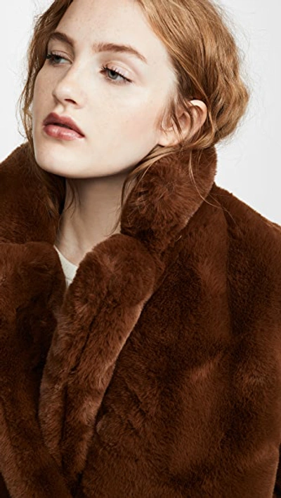 Shop Apparis Sophie Faux Fur Coat In Chocolat