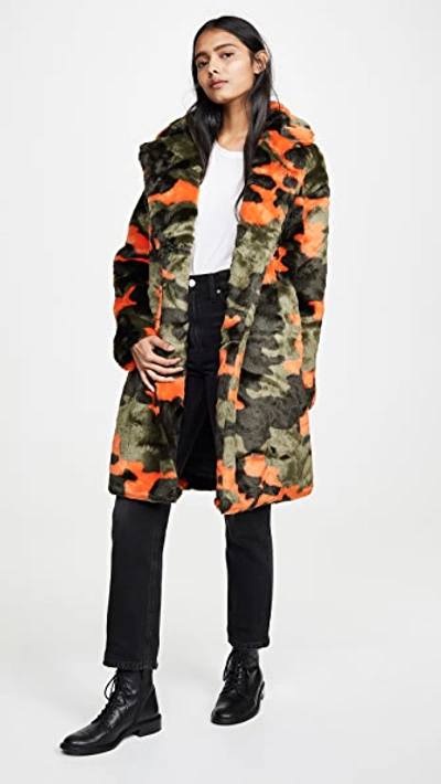 Shop Apparis Jahaira Faux Fur Coat In Multicolor Camouflage