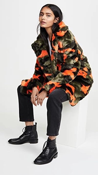 Shop Apparis Jahaira Faux Fur Coat In Multicolor Camouflage