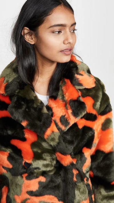 Shop Apparis Jahaira Faux Fur Coat In Multicolor Camouflage