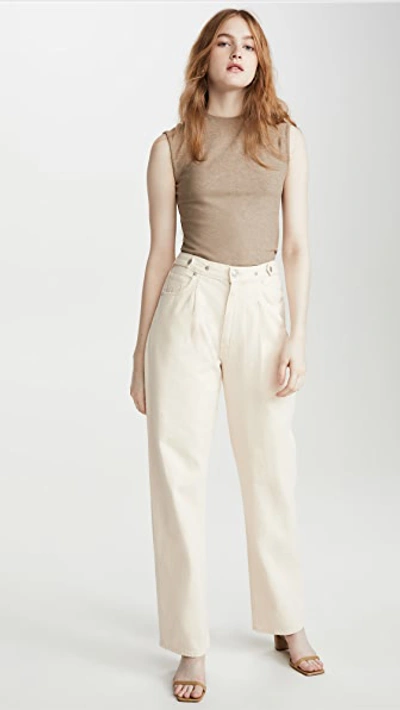 Shop Agolde Baggy Mid Rise Oversized Jeans In Paper