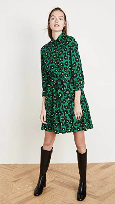 Shop La Doublej Short Bellini Dress In Flower Leopard Verde