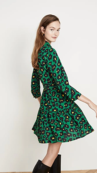 Shop La Doublej Short Bellini Dress In Flower Leopard Verde