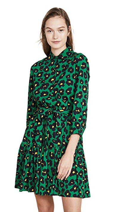 Shop La Doublej Short Bellini Dress In Flower Leopard Verde