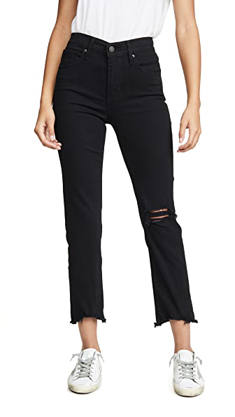 levi's ripped high rise straight leg crop raw hem jeans