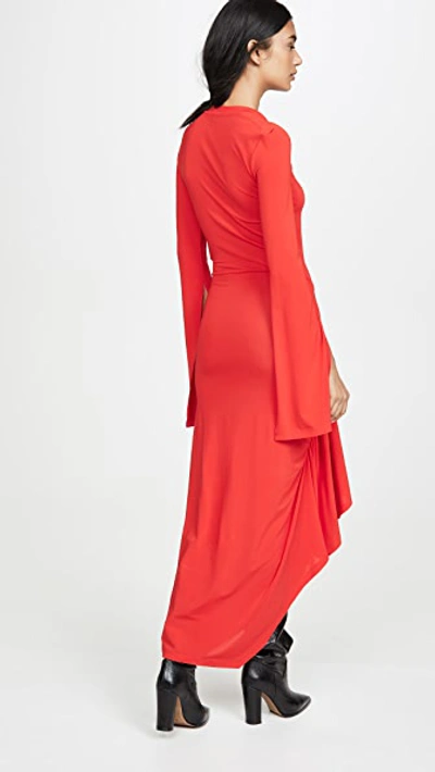 Shop Ben Taverniti Unravel Project Twist Open Sleeve Dress In Red