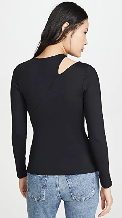 Shop Susana Monaco Long Sleeve Slash Top In Black