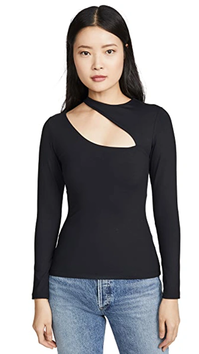 Shop Susana Monaco Long Sleeve Slash Top In Black