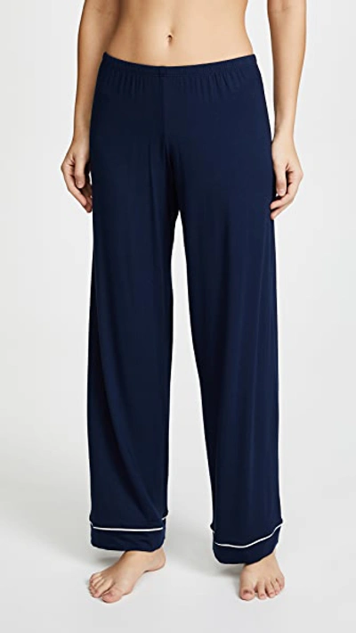 Eberjey Gisele Short Sleeve Long Pant Pajama Set In Navy/ivory