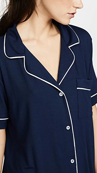 Eberjey Gisele Short Sleeve Long Pant Pajama Set In Navy/ivory