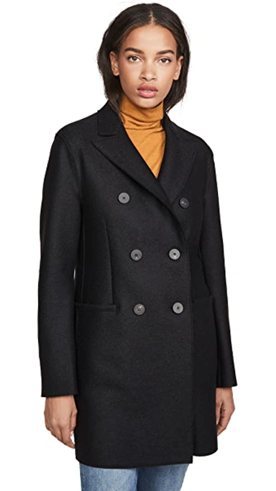 Shop Harris Wharf London Short Double Breasted Coat In Black