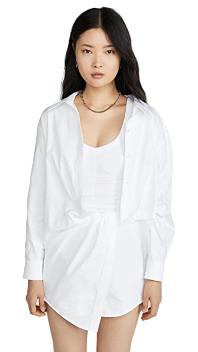 Shop Alexander Wang Falling Twist Shirt Dress In White