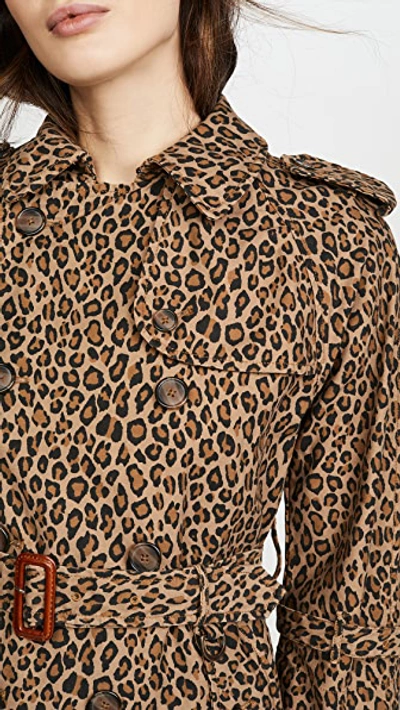 Shop R13 Raglan Sleeve Trench Coat In Leopard