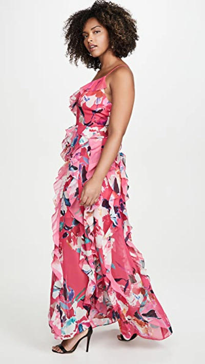 Shop Fame And Partners The Madeline Dress In Sorrento Floral Hot Pink