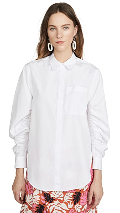 Shop 3.1 Phillip Lim / フィリップ リム Long Sleeve Shirt With Gathered Sleeves In Optic White