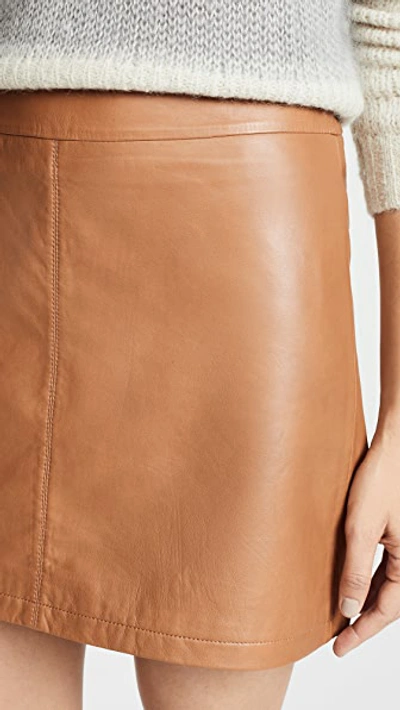 Shop Cupcakes And Cashmere Marrie Leather A-line Skirt In Dark Camel