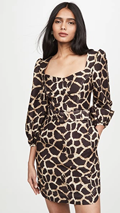 Shop Rebecca Vallance Acacia Mini Dress In Giraffe Print