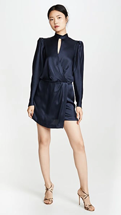 Shop Frame Wrap Party Dress In Navy