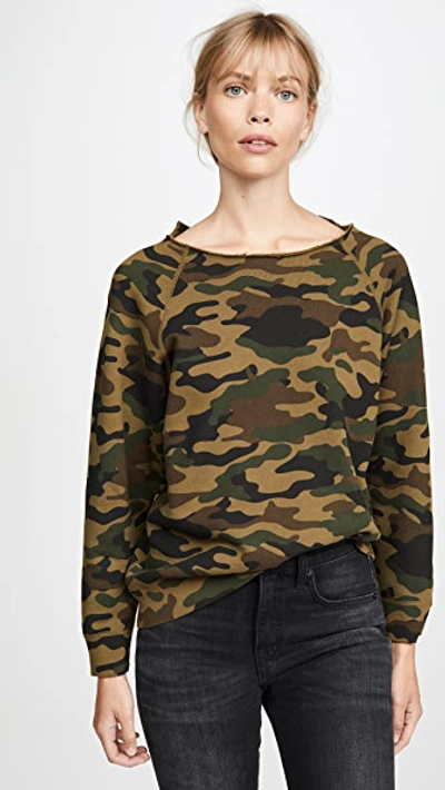 Shop Nili Lotan Luka Scoop Neck Sweatshirt In Green Camouflage Print