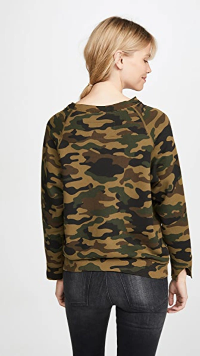 Shop Nili Lotan Luka Scoop Neck Sweatshirt In Green Camouflage Print