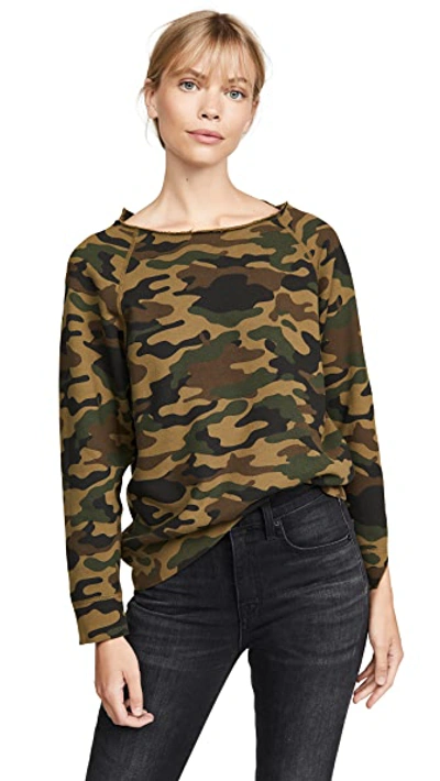 Shop Nili Lotan Luka Scoop Neck Sweatshirt In Green Camouflage Print