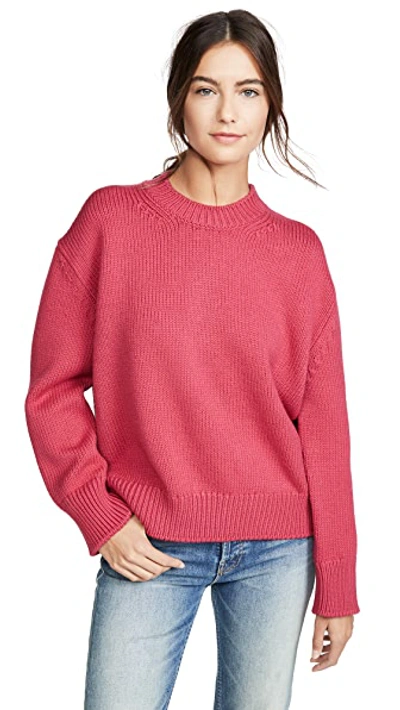 Shop Mansur Gavriel Wool Oversized Crew Sweater In Fuschia