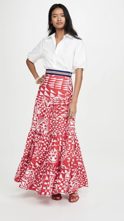 Shop Stella Jean Popeline Bicolore Skirt In Red