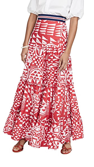 Shop Stella Jean Popeline Bicolore Skirt In Red