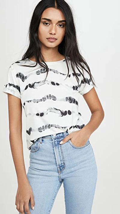 Shop Alice And Olivia Shira Roll Sleeve Tee In Ghost Stripe