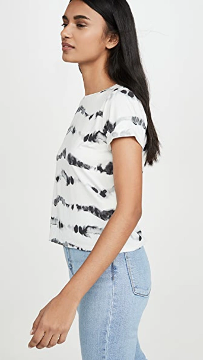 Shop Alice And Olivia Shira Roll Sleeve Tee In Ghost Stripe