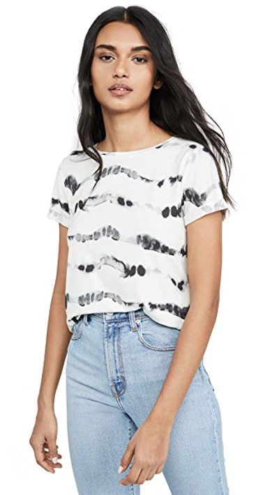Shop Alice And Olivia Shira Roll Sleeve Tee In Ghost Stripe