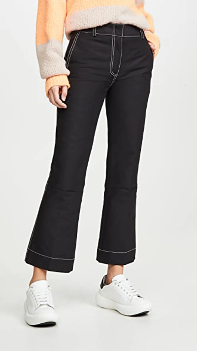 Shop Marni Contrast Stiching Trousers In Black